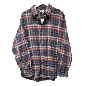Haggar NWT Charcoal Gray Heather Plaid Long Sleeve Button Down Shirt Size XL